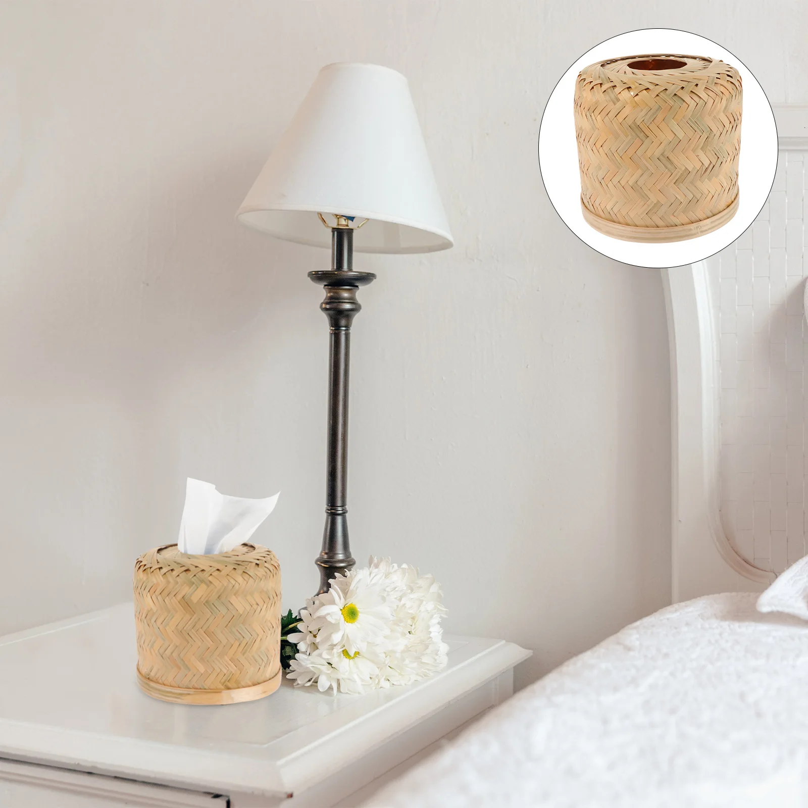 

Bamboo Box Vintage Napkin Box Desktop Tissue Case Home Office Decor Tissue Holder Material Sturdy Safe Use
