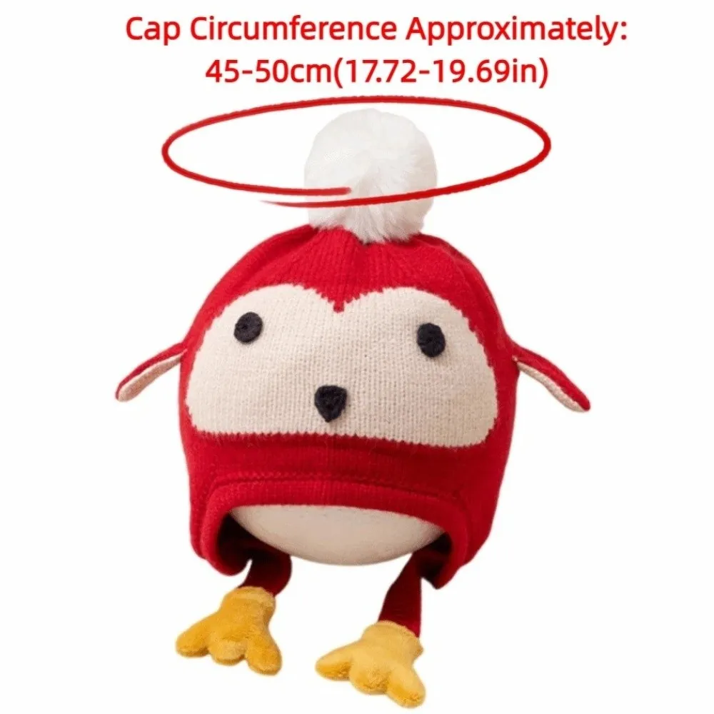 Kawaii Cartoon Beanie Caps Verdikte Pinguïn Winter Trui Hoeden Riem Ontwerp Coldproof Baby Gehoorbescherming Hoed Baby