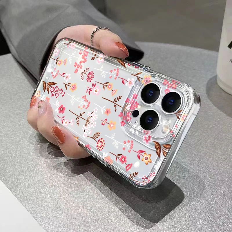 White Pink Floral Transparent Phone Case For Samsung Galaxy S26 Ultra S25 FE S24 S23 S22 Plus A17 A37 A57 A56 A55 A54 A53 Cover view 4