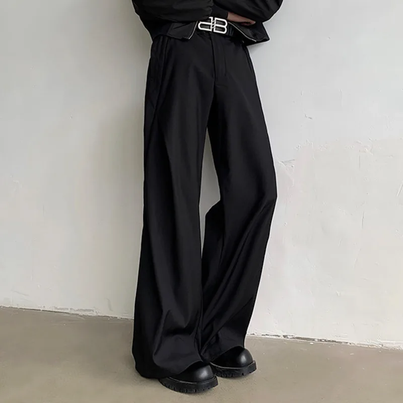 WTHT 패션 남성 솔리드 컬러 플레어 블레이저 팬츠 2025 여름 신상 트렌디 하이웨이스트 와이드 레그 트라우저 남성 2A0833