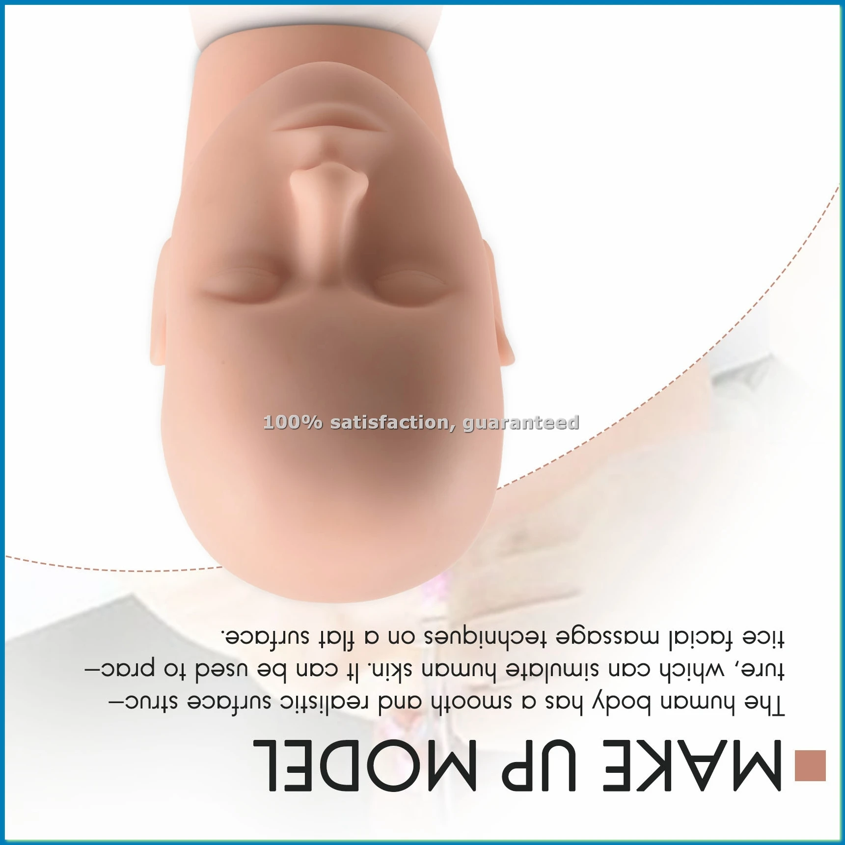 Mannequin Flat Head Silicone Practice False Eyelash Extensions Makeup Model Massage Training-A51M