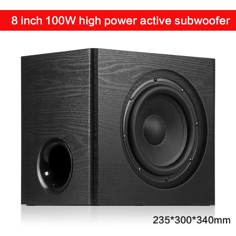 8 Inch 100W High Power Subwoofer W-1 Active HiFi Subwoofer Home Theater Home Audio Echo Gallery TV Computer Stage Speakers