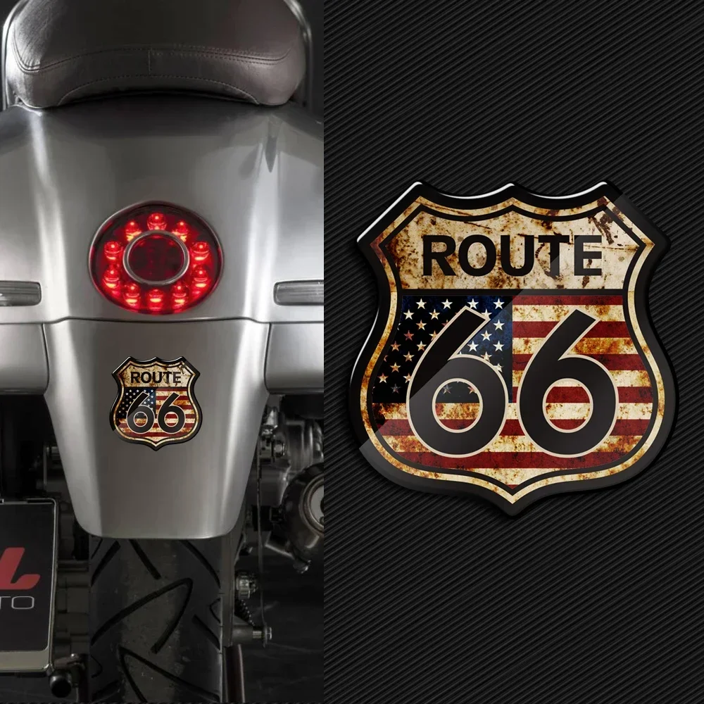 Applicable to 3D US The Historic Route 66 Stickers Rusty Decals Motorcycle Motorbike Car Vintage Sticker