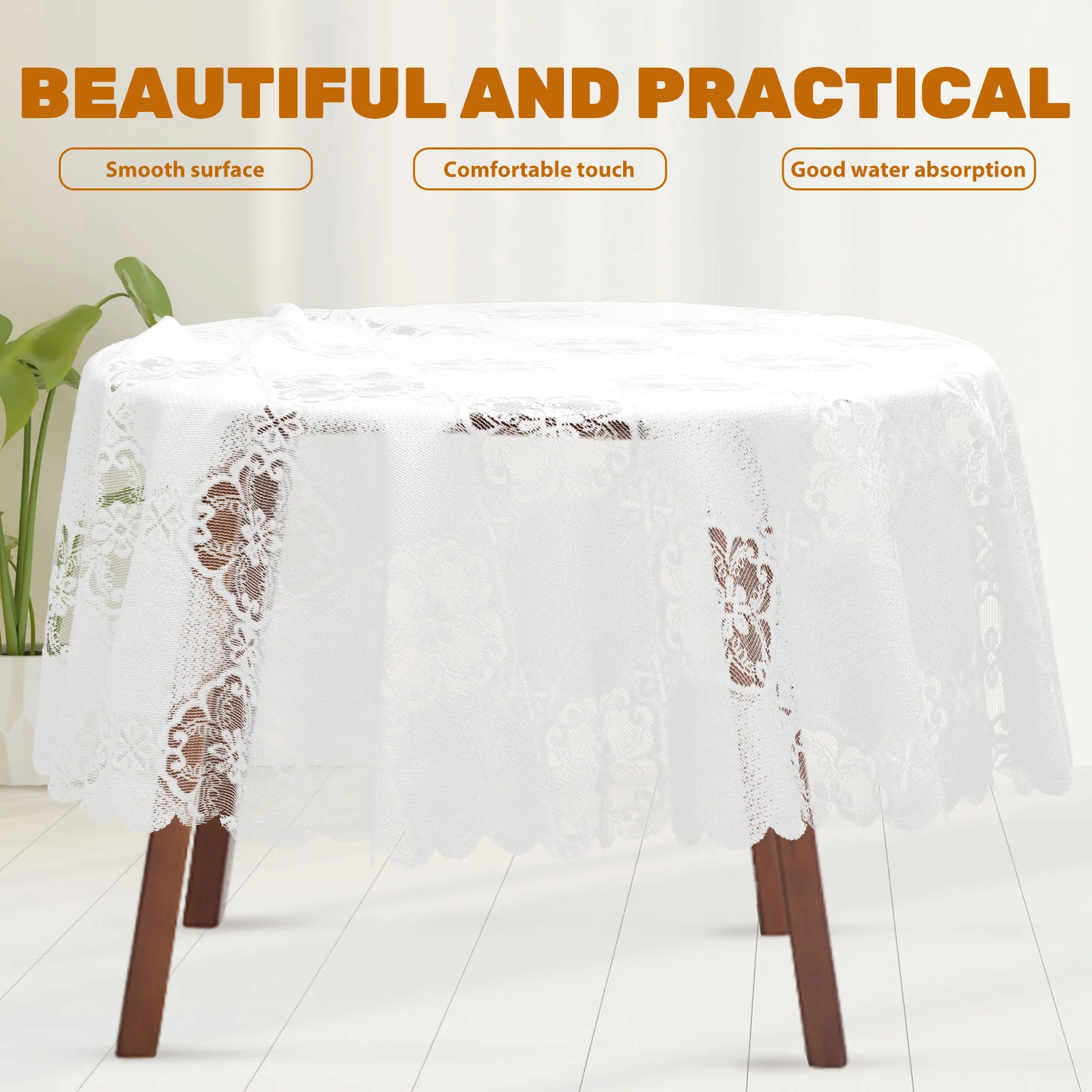

Lace Tablecloth Round Delicate Polyester Table Cover for Wedding Party Rustic Reception Decoration Lace Table Cloth