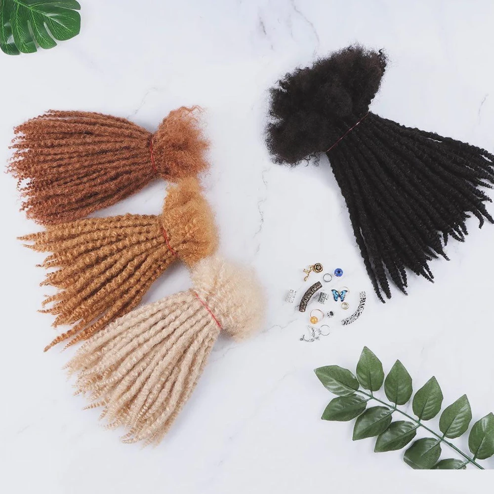 Afro Kinky Textured Locs Extensions 100% Human Hair Handmade Women's Hair Extensions Can Be Dyed 0.6 cm By Orientfashion