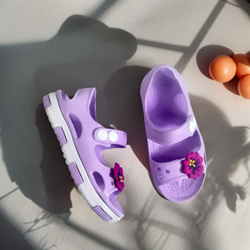 Toddler Infant Girls Hollow Floral EVA Sandals Breathable Lightweight Round Toe Non-slip Summer Outdoor Casual Shoes