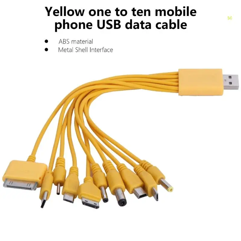 Yellow USB Cable Multi Charging Cable for Multiple Devices USB Connectors Dropshipping