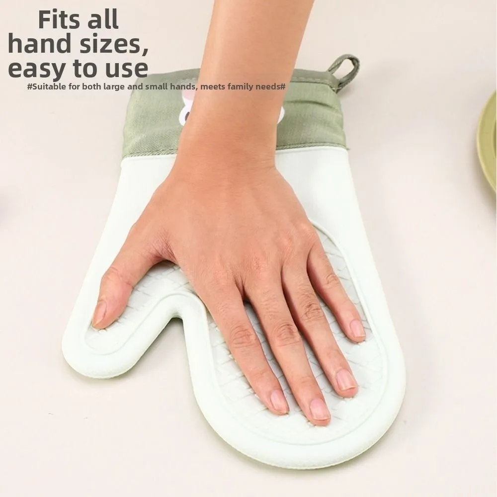 

2Pcs Thickened Silicone Insulation Gloves Heat Resistant Non-slip Kitchen Hand Clamps Cute Anti Scald Oven Mitts Cooking
