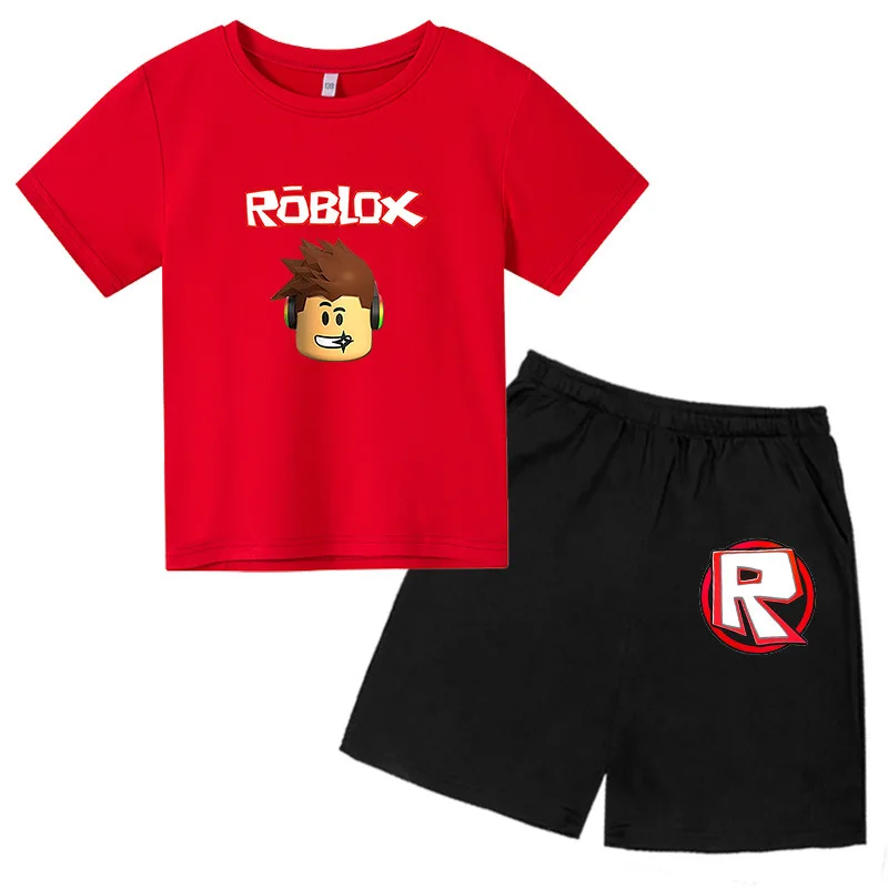

Game Roblox Children Clothes Pants Suit Cartoon Print T-shirt Set Summer Short Sleeve Tee Outdoor Sportswear Birthday Gifts
