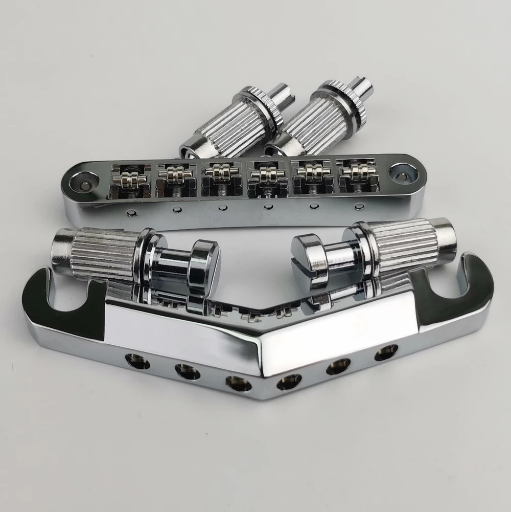 Electric Guitar Stop Bar Tailpiece with Anchors And Studs Tune-O-Matic Roller Saddle Bridge for  SG Guitars