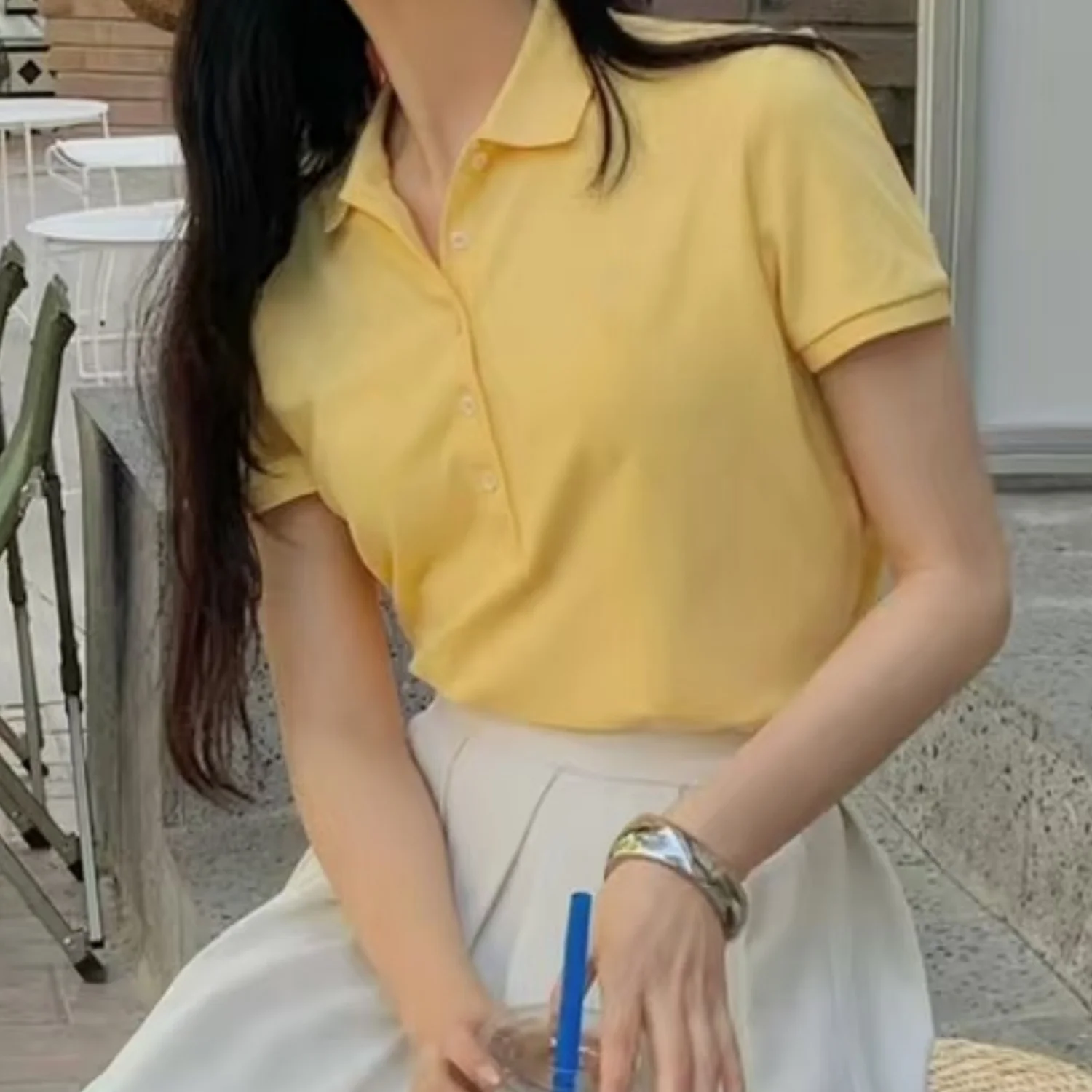 Classic Collar Short Sleeve Pure Cotton Women's T-shirt Crew Neck Summer New Arrival Fashionable Casual Comfortable Top