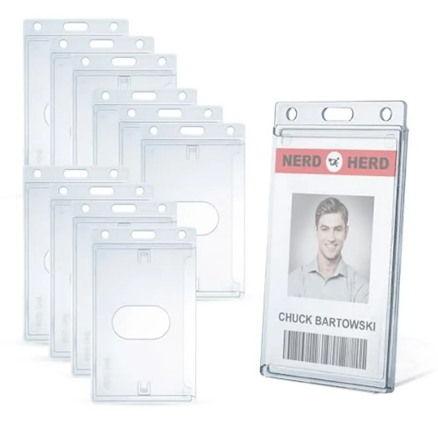 Frosted Clear Vertical Hard Plastic ID Card Holders