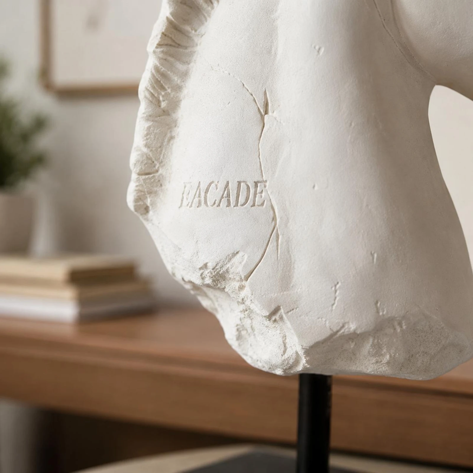 Horse Head Bust New Chinese Design Faux Marble Horse Ornament Home Decor Realistic Details for Entryway
