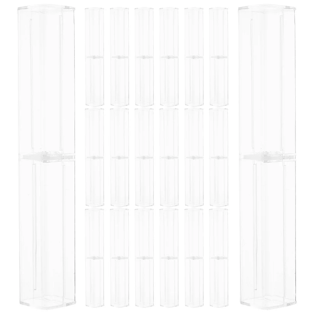 

20pcs Transparent Pen Box Clear Square Plastic Storage Case For Gel Pens Ballpoint Pen Holder Organizer Stationery Display