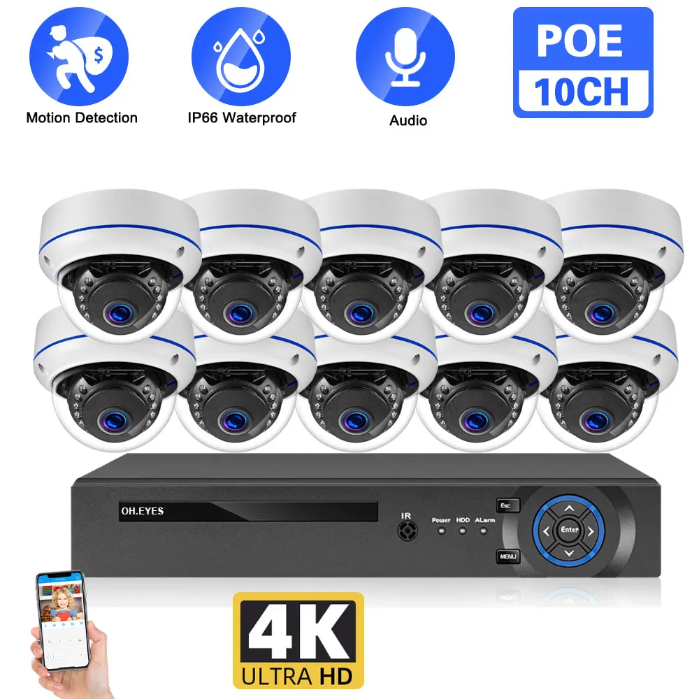 

Home 4K POE IP Dome Camera Security System 8CH Outdoor Waterproof CCTV POE NVR Camera Video Surveillance system set 10CH XMEYE