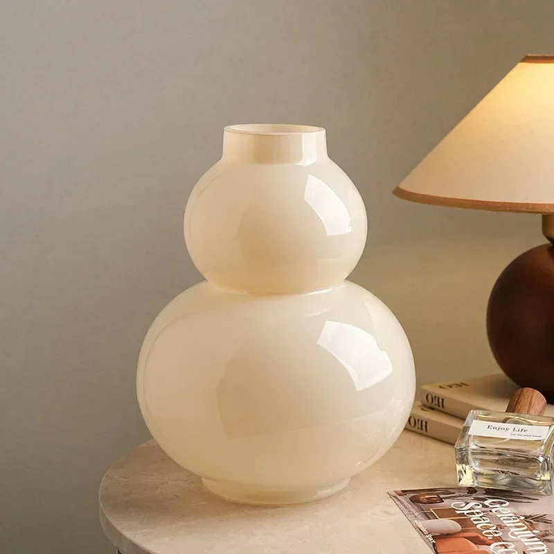 مزهرية زجاجية من القرع كريمية ، زخرفة إبداعية ممتازة ، شرفة ، غرفة معيشة ، غرفة نوم ، طاولة طعام ، ديكور منزلي فني