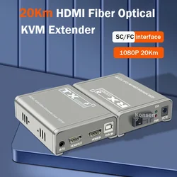 20Km HDMI KVM Fiber Extender Transceiver HDMI USB extender over SC Fiber Optical Cable HDMI to Fiber Video Transmitter Converter