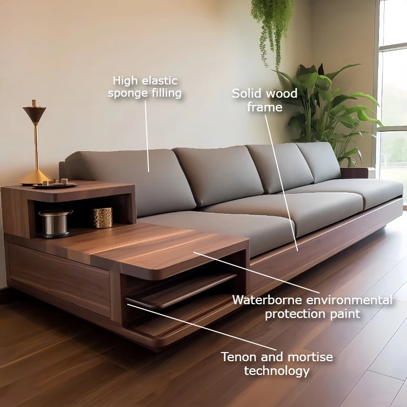 Straight Row Sofa House Decoration Luxury Modern Couch Corner With Sleeping Function Frame Solid Wood Furniture Living Room