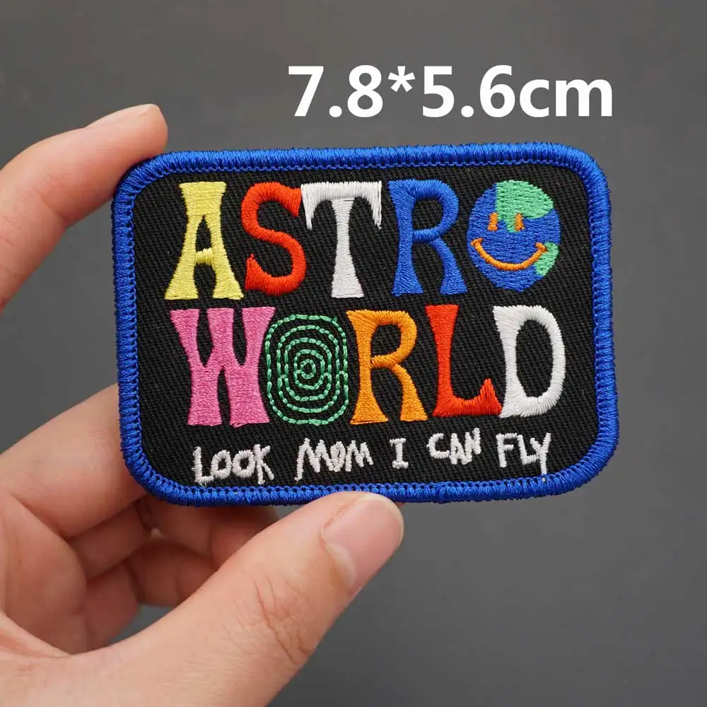 Astro World-parches bordados, insignia, gancho de respaldo para decoración de ropa, pegatina, accesorios, apliques