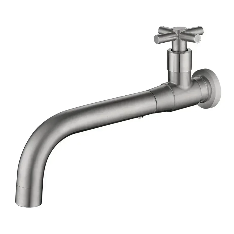 Brushed Waterfall Bathroom Faucet SUS304 Stainless Steel Single Cold Basin Tap Modern Water Faucet Deck Mounted