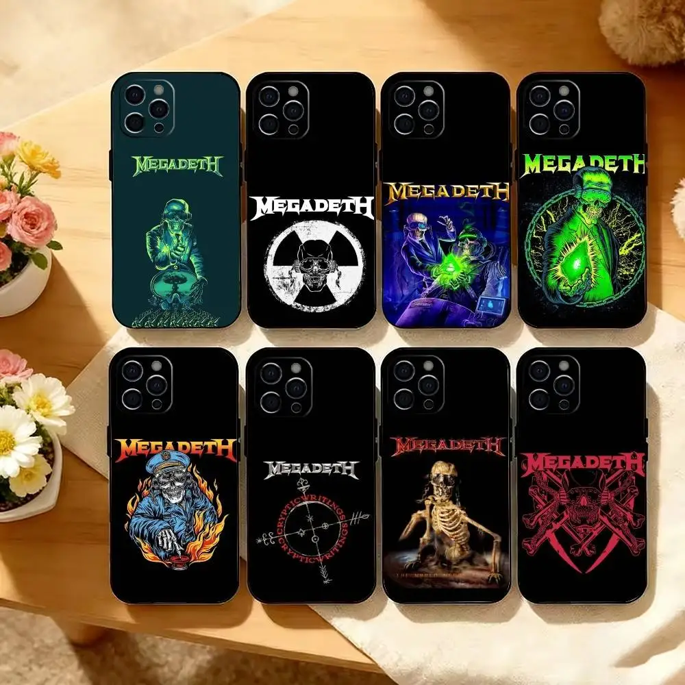 

M-Music B-Band M-Megadeth Phone Case For iPhone 17,16,15,14,13,12,11 Plus,Pro Max,XS,Soft Silicone Black Cover