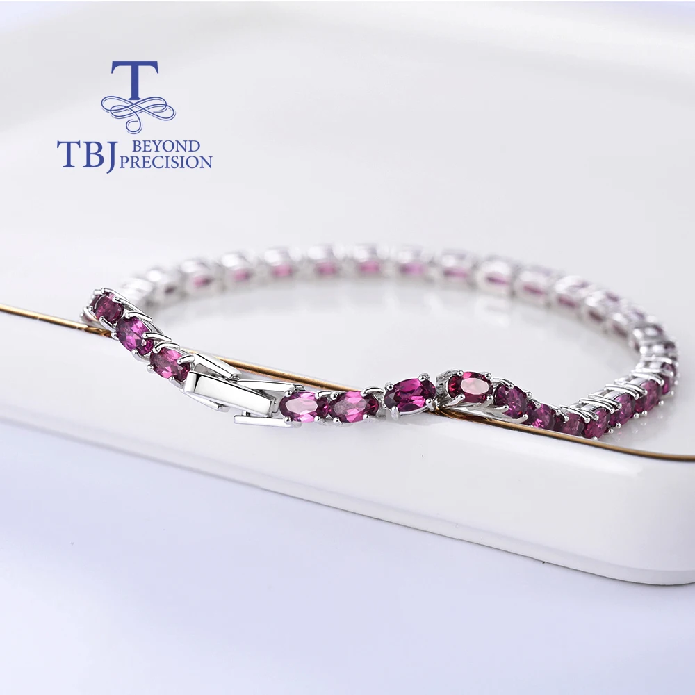 Elegant Tennis Silver Bracelet for Lady Natural Rhodolite garnet January Birthstone Stone Luxury Jewelry Parties Birthday Gift