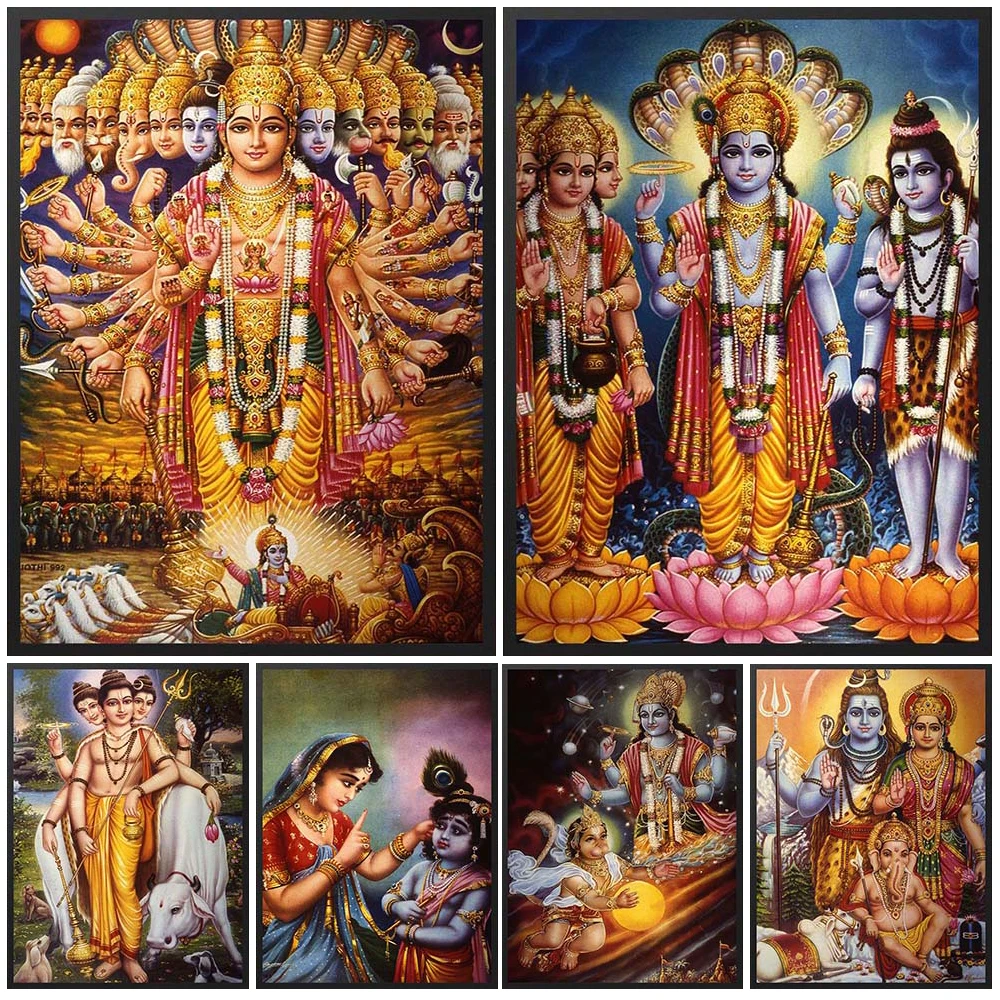 

Shiva Family Posters Religion Parvati Goddess Poster Wall Pictures For Living Room Decor Wall Art Canvas Painting Unframed