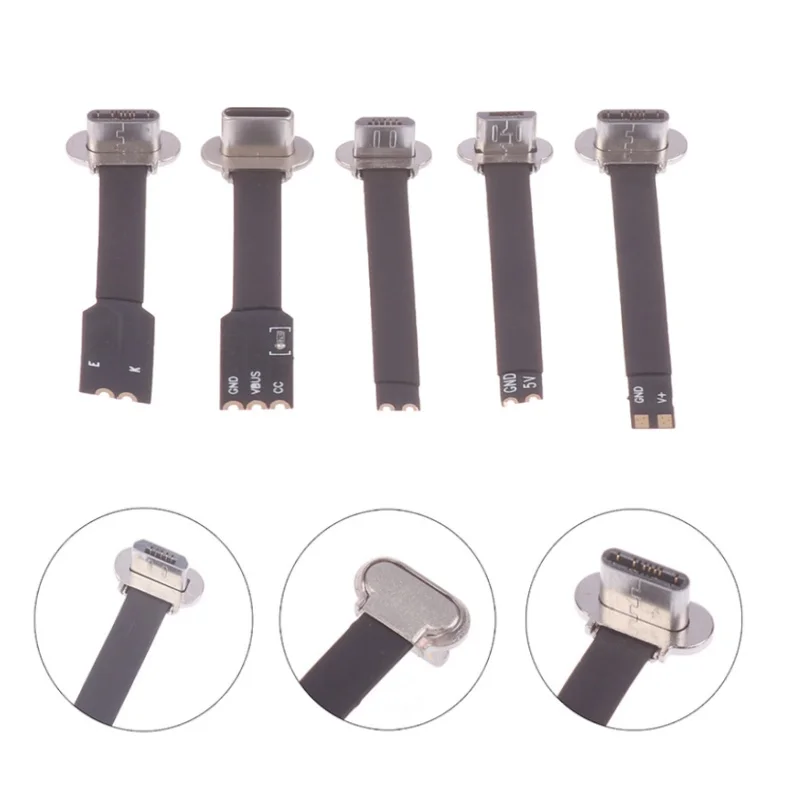 1Pcs Type-C Micro USB Connector FPC 2Pin 3Pin Soft Flat Cable Male Charging Cable Fast Charge Wire Extention For Phone