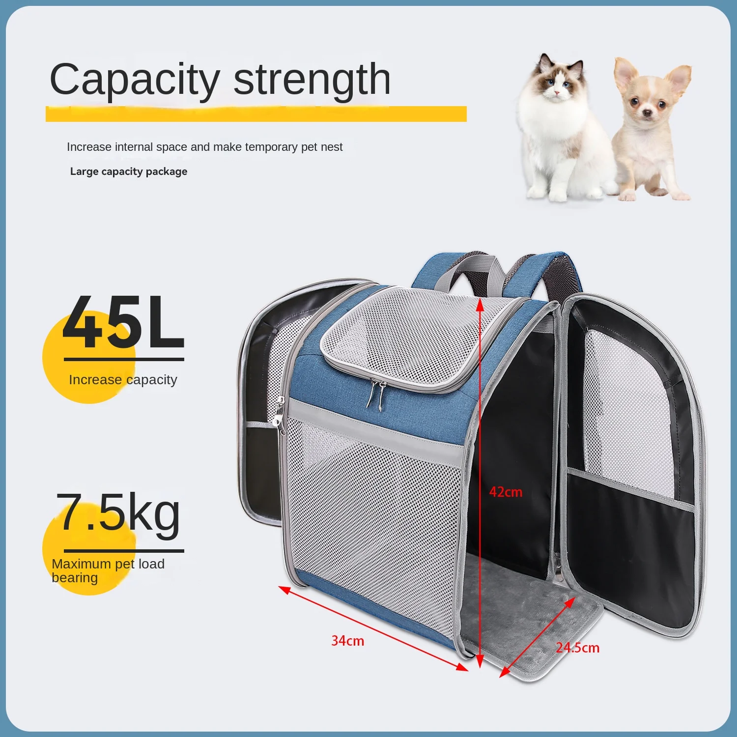 Pet Dog Backpack Cat Backpack Carrier for Medium Small Cat Ventilated Mesh Dog Travel Backpack for Hiking Walking Outdoor Use