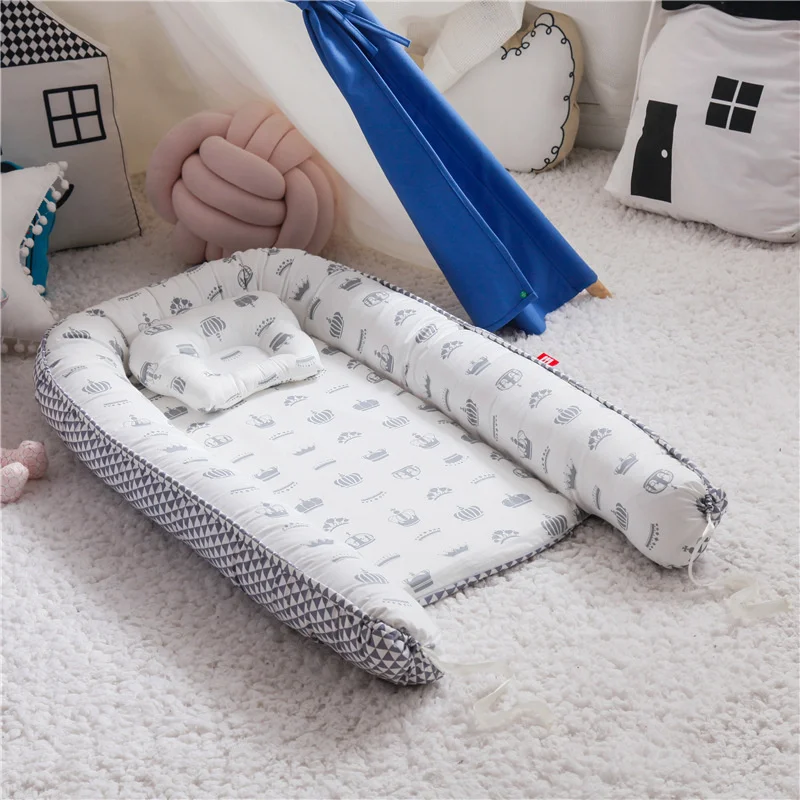 INS Newborn Baby Nest Bed Portable Crib Travel Bed Tissu Coton Baby Nestje Baby Lounge Bassinet Bumper With Pillow Cushion