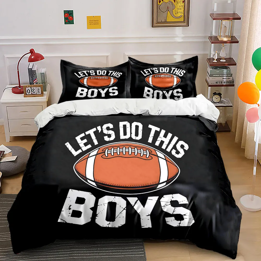 American football theme Print Soft Comfortable Duvet Cover Bedding Set Included 1*Duvet Cover  2*Pillowcases Luxury gifts