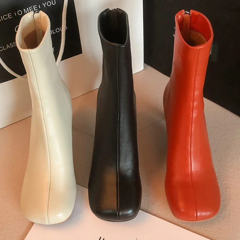 Women's Real Leather Ankle Boots - Stylish High Heels 34-40