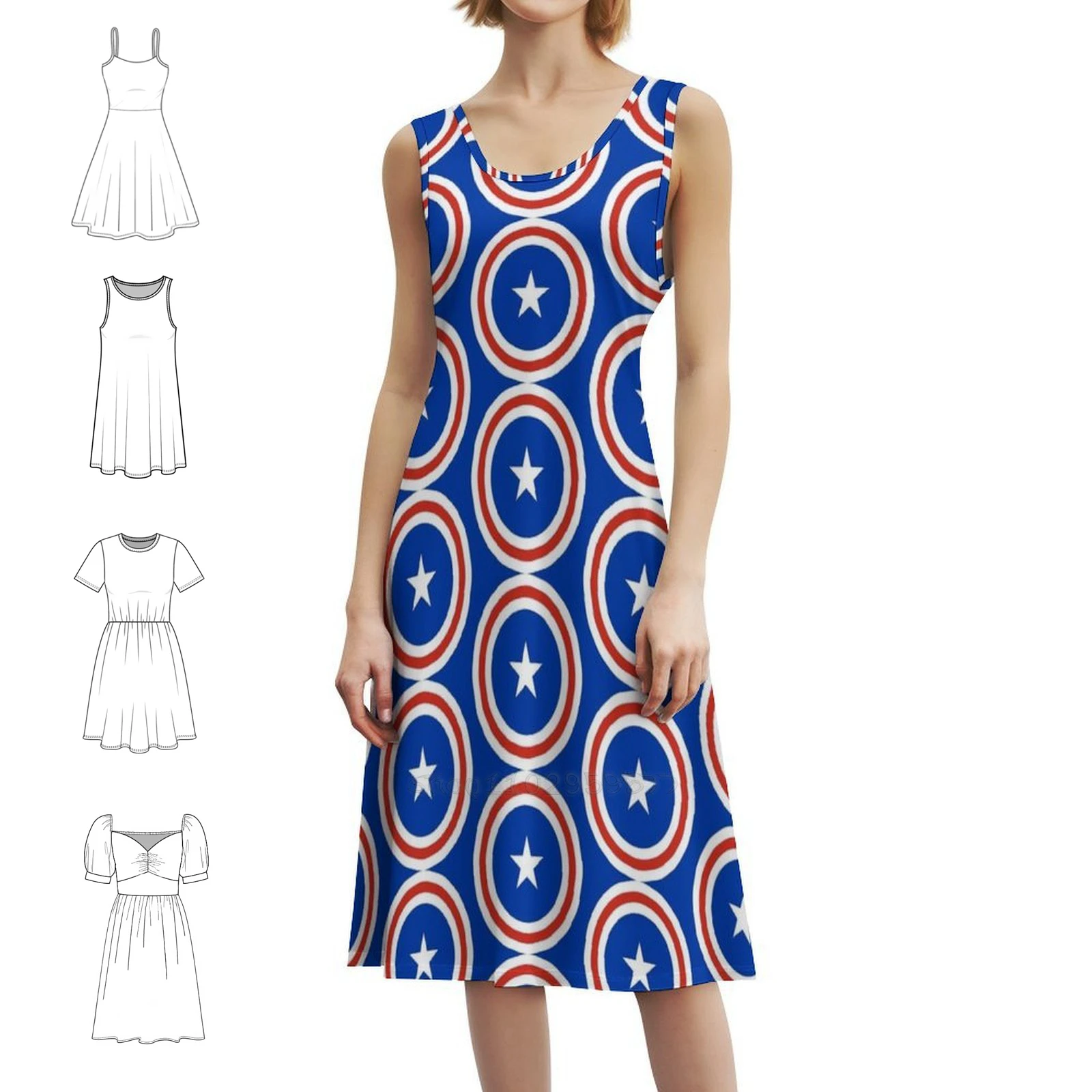 ملصقات ومنتجات هدايا علم تشيلي (Gf) فستان بوهيمي بدون أكمام للنساء مطبوع فساتين حفلات الشاطئ علم تشيلي #1