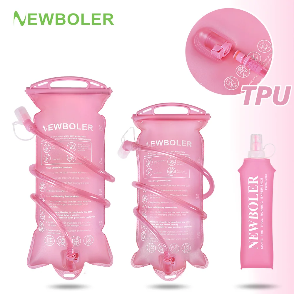 

NEWBOLER 1.5L 2L Outdoor Sport Camping Water Bladder Running Sport Bicycle Soft Water Bottle Folding TPU Soft Flask Water Bag
