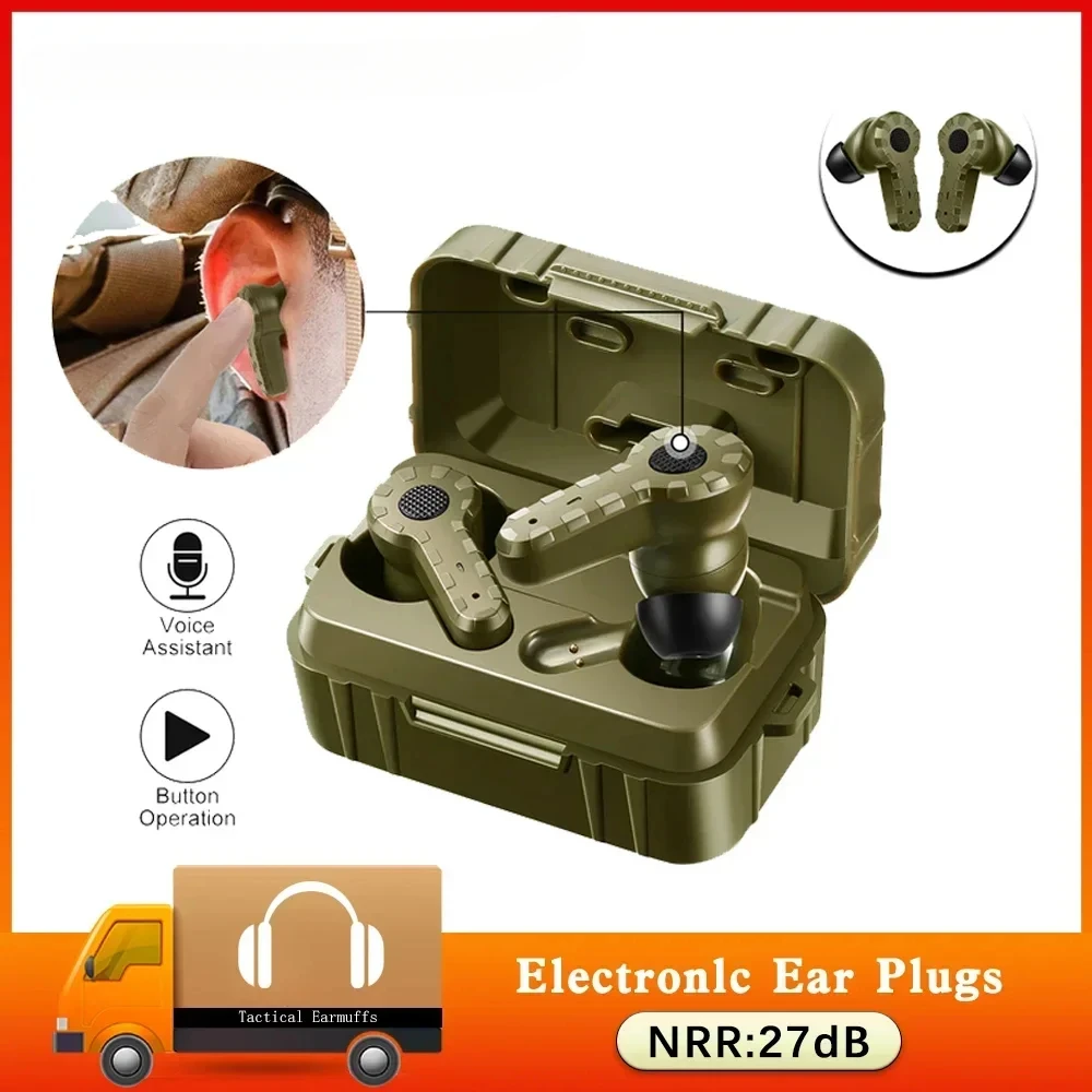 NRR27dB Earplugs Electronic Hearing protection Shooting Earmuff Ear protect Noise Reduction active hunting headphone