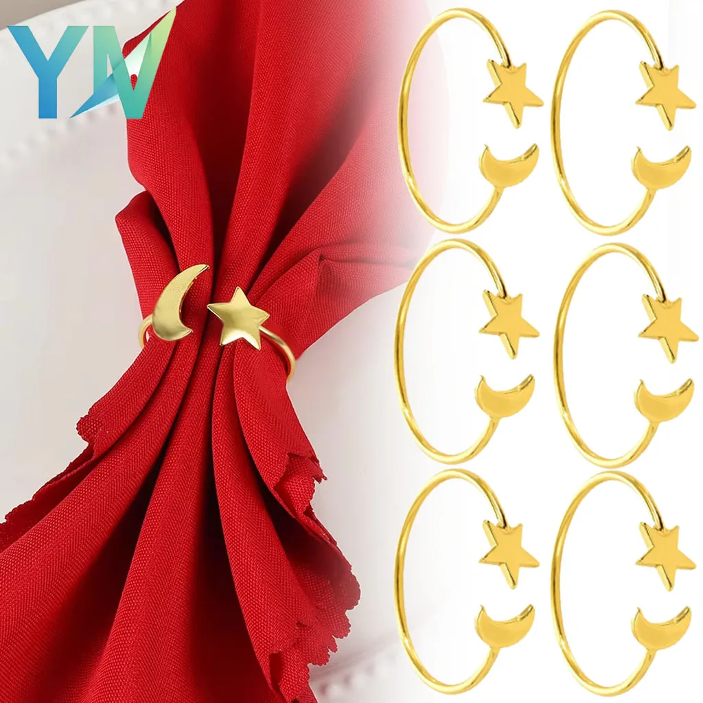 1-30PCS Elegant Moon Star Napkin Ring for Holiday Table Setting Dining Party Banquet Home Decor Christmas Thanksgiving Gift