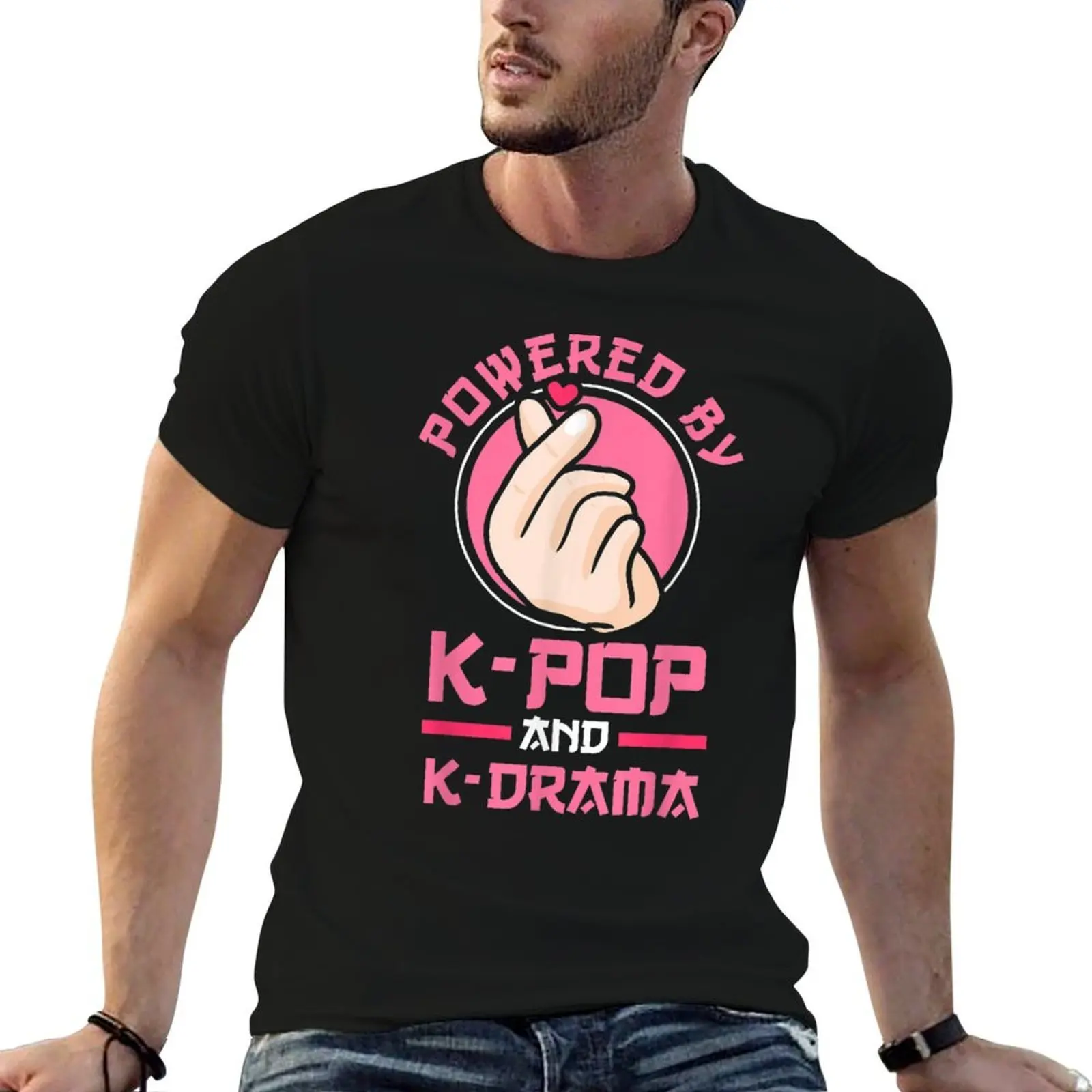 

Powered by K-pop and K-Drama Kpop Merch Merchandise Gift T-Shirt t shirt for man 100 percent cotton T-Shirt