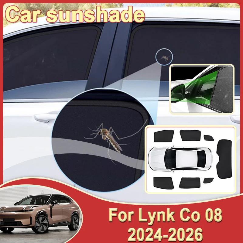 Car Mesh Sunshade For Lynk Co 08 2024 2025 2026 Anti-UV Window Sunshades Auto Sun Visors Summer Sun UV Protective Accessories