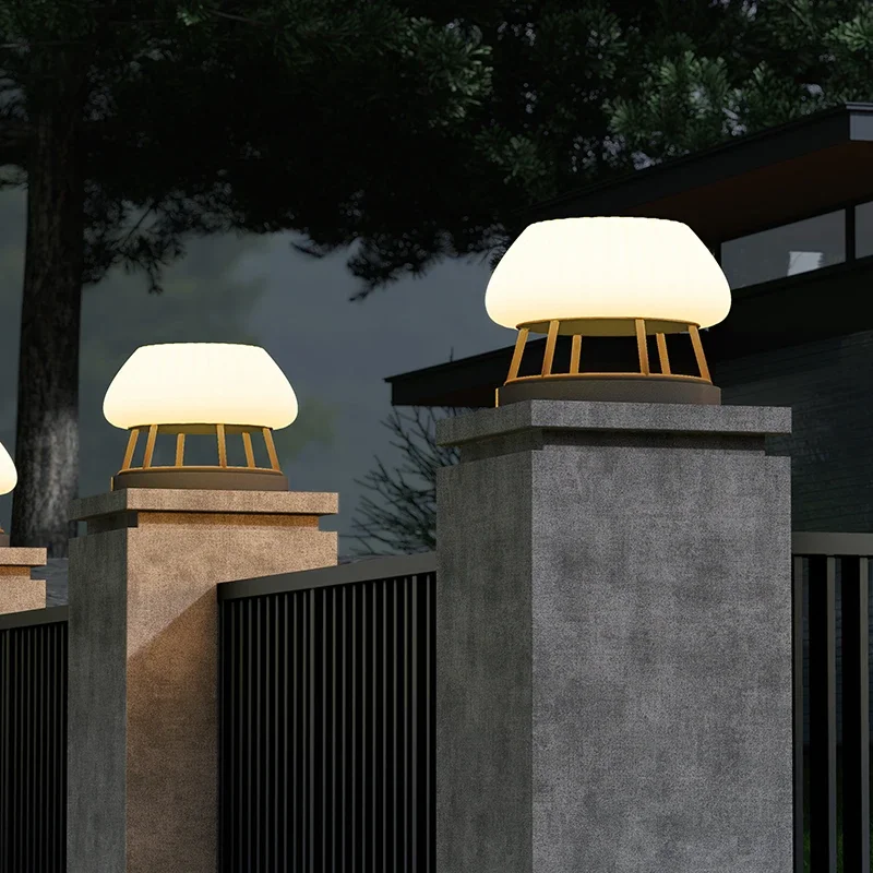 Solar Pillar Lights Outdoor Waterproof LED Wall Lamp Home Decor Lighting Villa Gate Garden Solar Energy Super Bright Door Fence