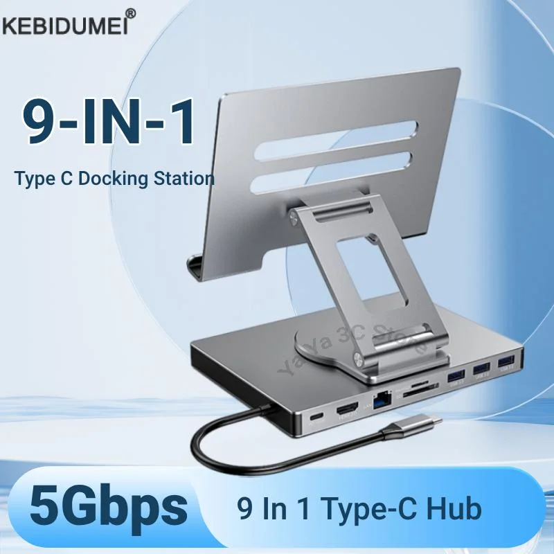 Type-C Hub ipad holder HDMI 4K 60HZ HD Type-C 100W PD SD/TF Slot Reader USB 3.0 5Gbps for iPad Pro Tablet Docking Station