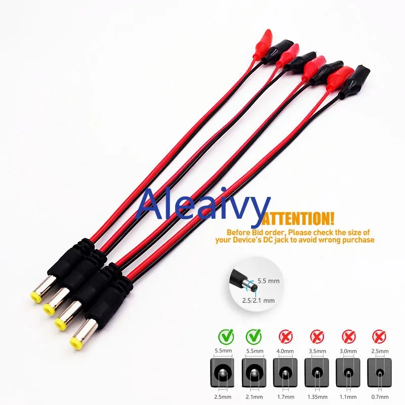 

NEW Alligator clip to 1 Female DC Power Plug Connector Adapter 25CM Wire AC/DC 5.5*2.1mm Clips Crocodile Test Leads