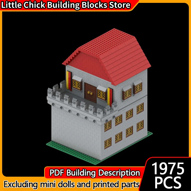 Castello medievale Modello MOC Mattoni da costruzione Castello Quarti viventi Tecnologia modulare Regali di festa per bambini Assemblare giocattoli vestito