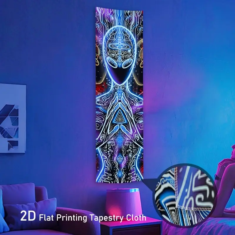 Long Vertical Version Psychedelic Alien Tapestry Hanging Cloth Living Room Apartment Background Wall Decoration Room Decoration