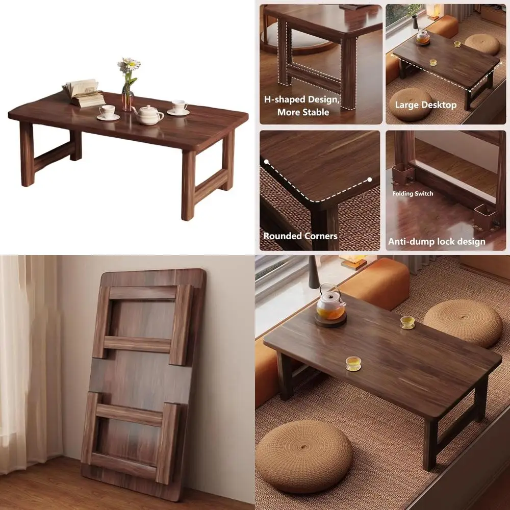 

Портативный складной японский чайный столик для сидения на полу, удобное хранение, уникальный дизайн для дома и офиса