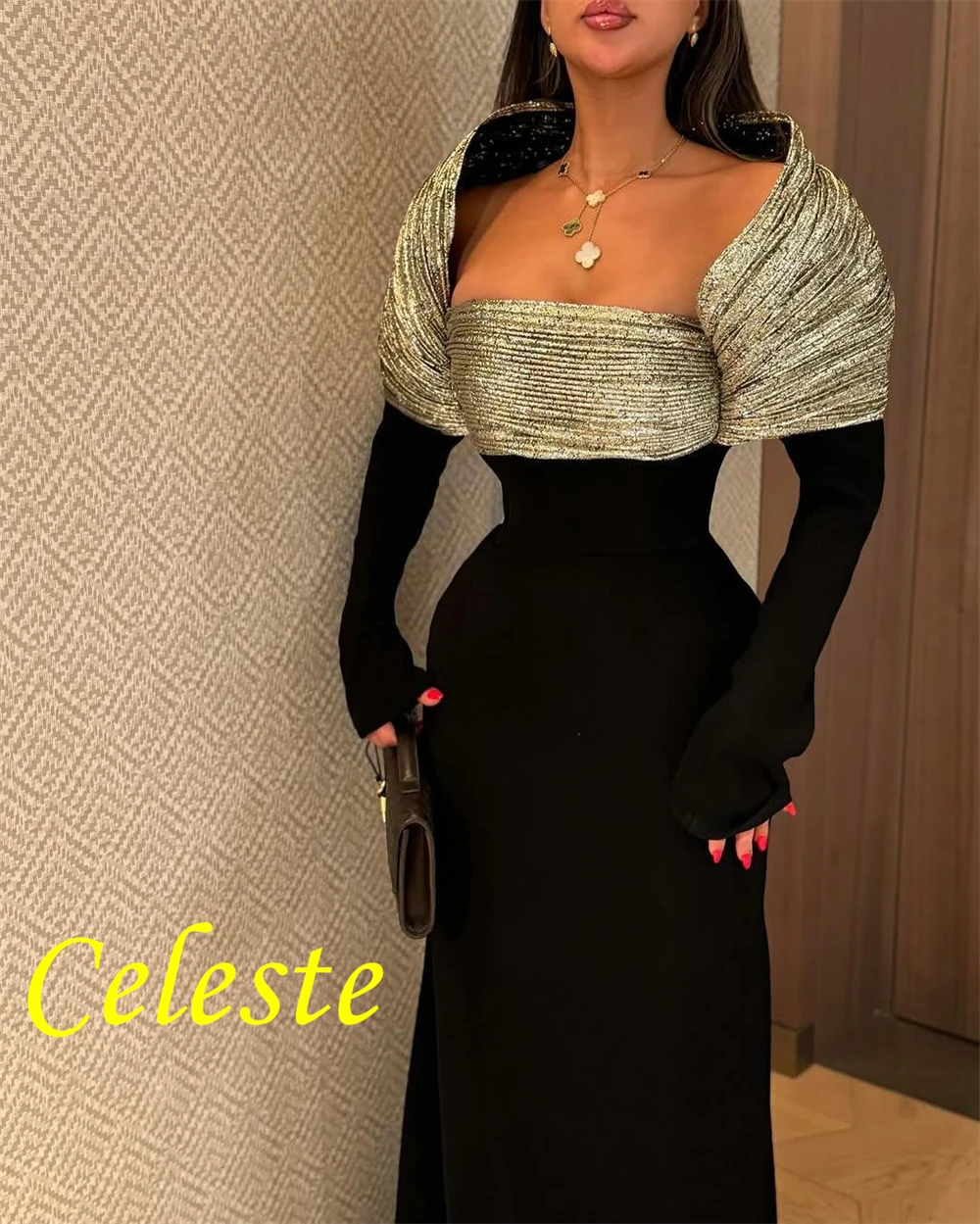 فساتين سهرة جيرسي ناعمة حورية البحر مخصصة بأكمام طويلة رائعة قبالة الكتف فساتين العودة للوطن فساتين حفلات فاخرة #5