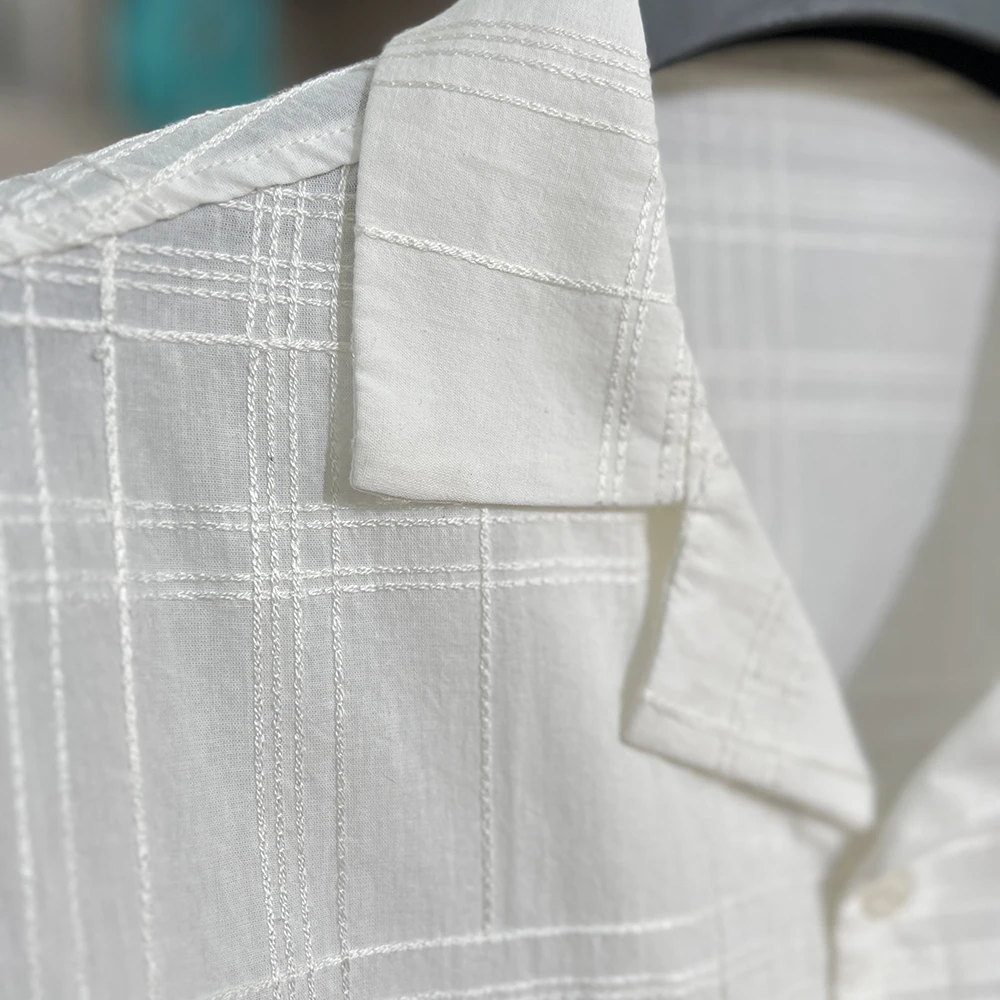Lightweight Summer Men's Shirt Embroidered Cuban Collar Short Sleeve Breathable Casual Luxury Fashion Urban Style Thin Fabric