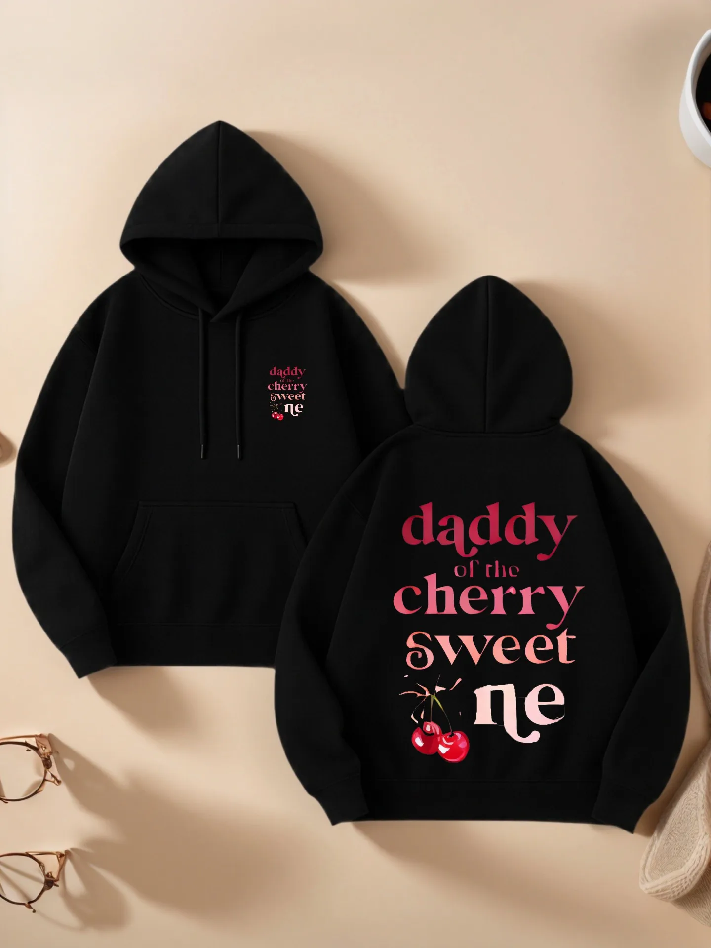 

Толстовка Essential, буквенный принт Daddy of the Cherry Sweet Me, милая эстетика, мягкая ткань, повседневная повседневная одежда, для женщин