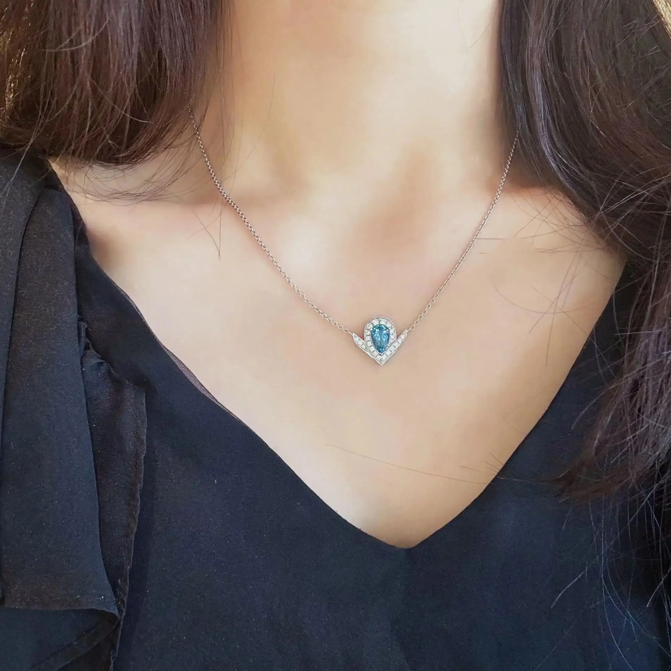 الفرنسية الفاخرة تاج الخامس شكل كامل الماس موضة محظوظ المرأة قلادة الفضة عالية الجودة 5A الصف الزركون الساطع هدية حفلة #5