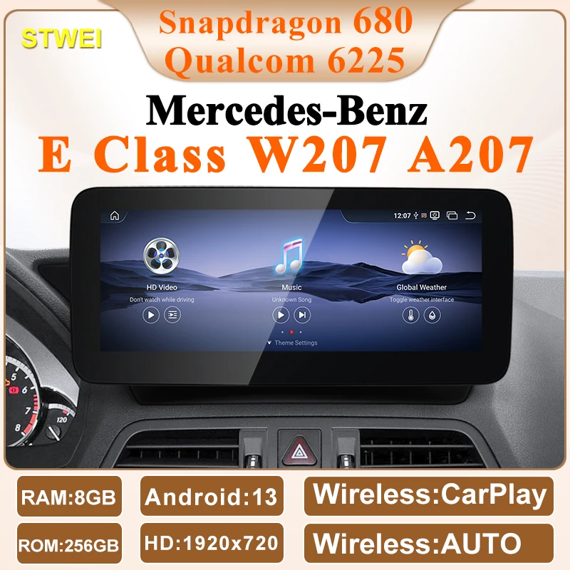 

2024 New Qualcomm6225 Snapdragon680 Andorid13 Car Multiemedia Players For Mercedes Benz E Class W207 A207 CarPlay AUTO GPS Navi