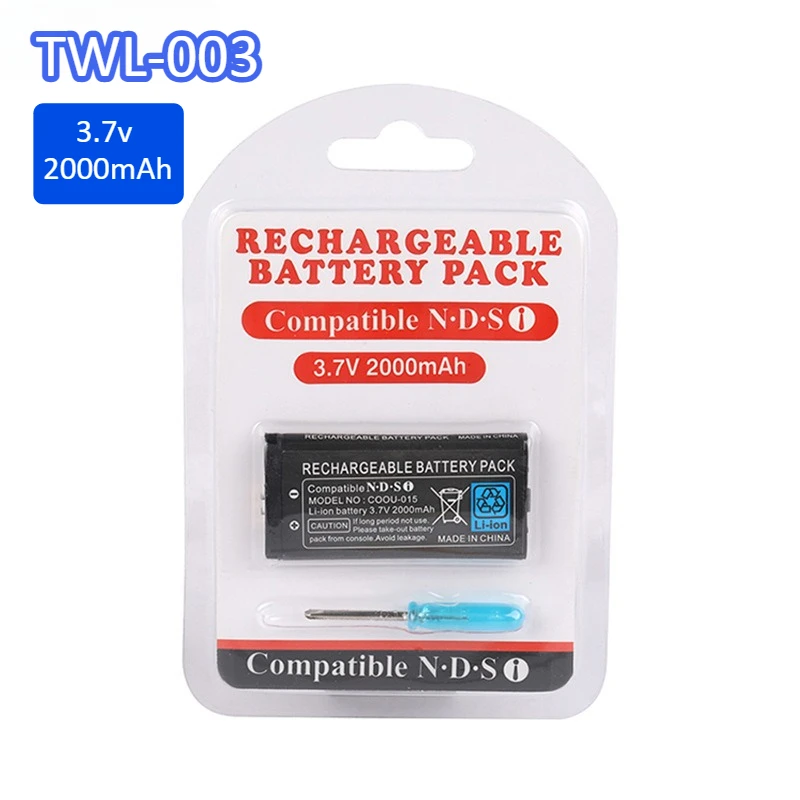 Vervangende batterij TWL-003 Game Console 3.7V 2000mAh Oplaadbare batterij met TWL003 voor Ndsi Game Console Ingebouwde batterijen